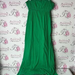 Hurley dress long maxi strapless smocked braid detail Elegant Green Maxi Dress
